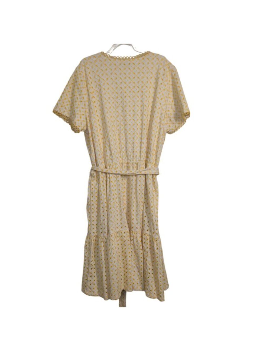 Gibson Latimer Embroidered Eyelet Dress Womens Size XXL Yellow Cottagecore LIned - Picture 8 of 9